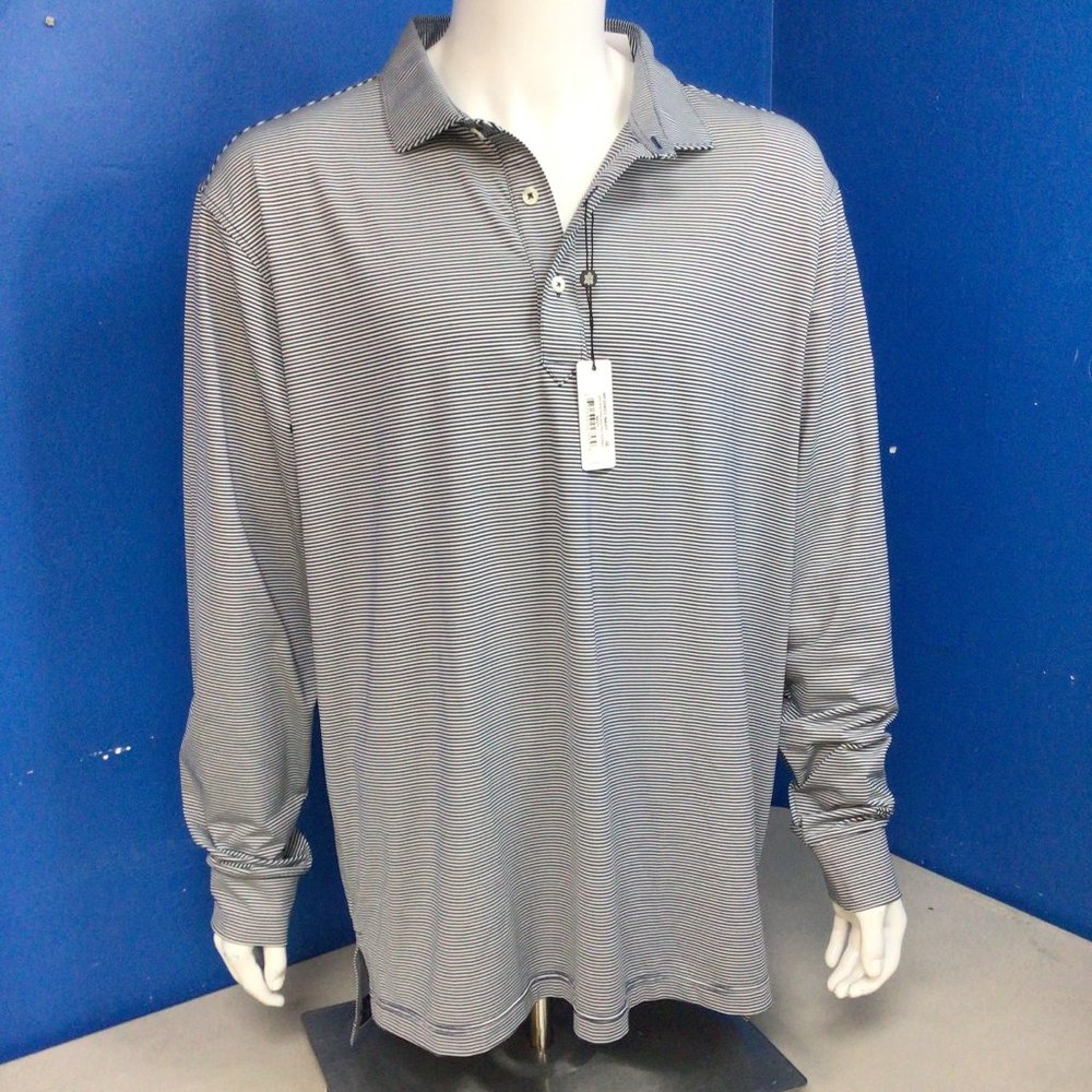 NWT Turtleson Carter Stripe NAVY long sleeve polo XL or XXL